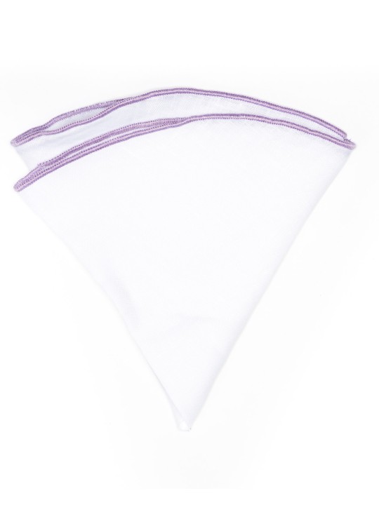 White Linen/Lavender Trim Linen Pocket Circle